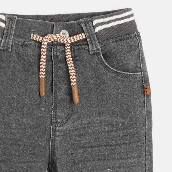 بنطلون جينز من الدنيم مريح للغاية وجد مرن باللون الرمادي للأولاد الصغار